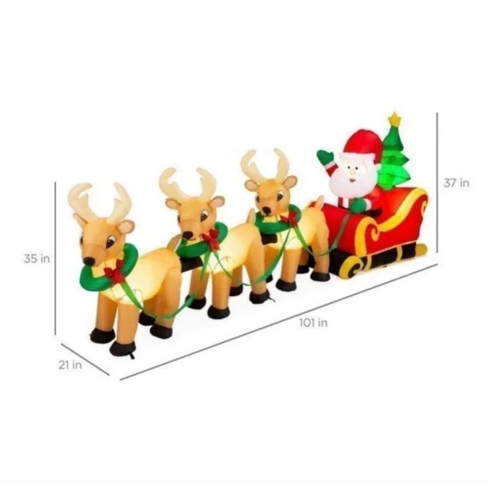 8.5ft Holiday Santa & Reindeer Airblown Inflatable